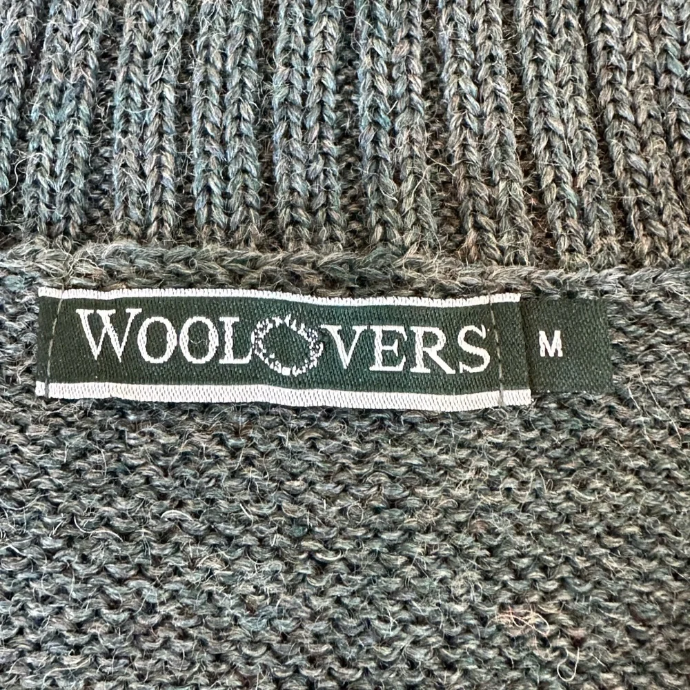Woolovers 100% Pure British Wool 1/4 zip pullover long sleeve contrast sweater M